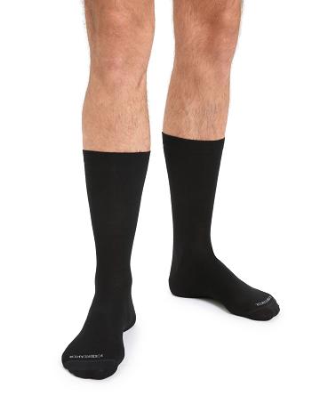 Men's Icebreaker Merino Lifestyle Fine Gauge Crew Socks Black | CA 1936OKIR